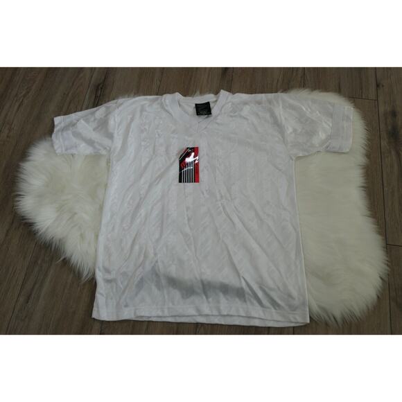 NWT Vintage MITRE V-Neck White Football Soccer Shirt Jersey Men's Medium - Picture 1 of 11